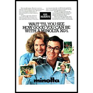 1980 Minolta XG-1 35mm SLR Camera Vintage Print Ad Film Photography Wall Art